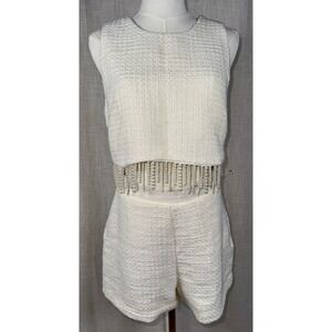 NWT Jason Wu Pearl Fringe Tweed Two Pc Set Women's 6 Rtl $425 Crop Outfit Cream